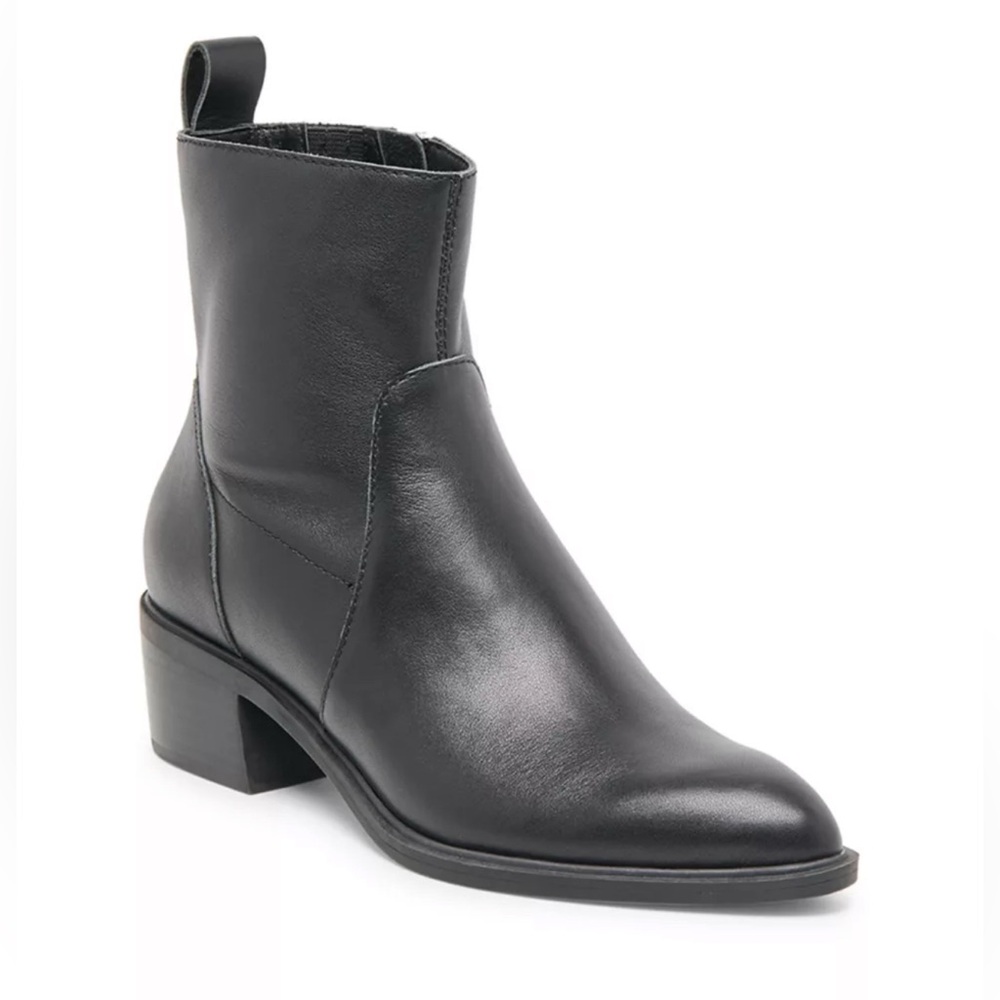 Dolce Vita Bili H2O Pointed-Toe Black Leather Booties